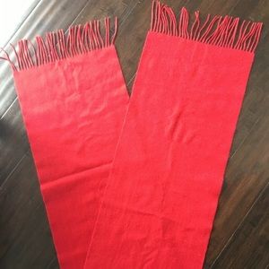 Red 100% Cashmere Scarf Wrap With Fringe 12” x 60”